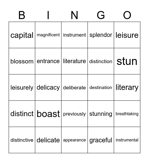 LT B3 L5 Kyoto: The Heart Of Japan Bingo Card