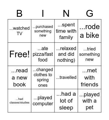 Spring holidays: find the one who... Bingo Card