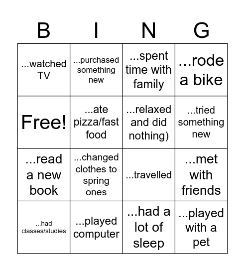 Spring holidays: find the one who... Bingo Card