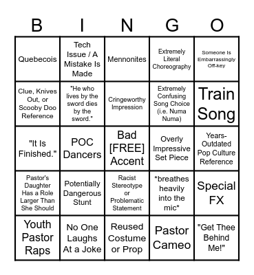 Church Of The Rock's Easter Play 2024: Murder On The Jerusalem Express Bingo Card