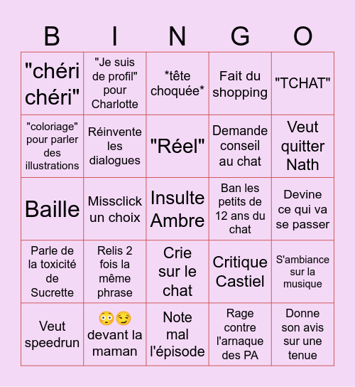 Linca sur Amour sucré Bingo Card