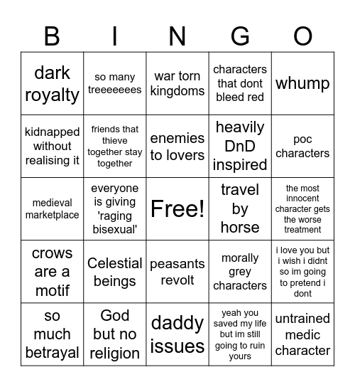 Project.Seraph Bingo Card