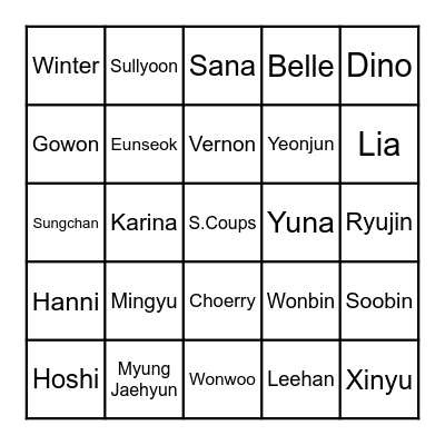 Wonwoo Bingo Card