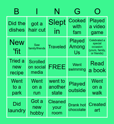 ~*Back from Spring Break BINGO!*~ Bingo Card