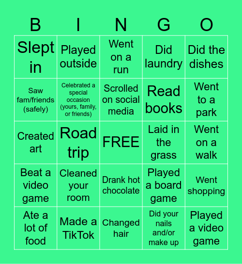 ~*Back from Spring Break BINGO!*~ Bingo Card