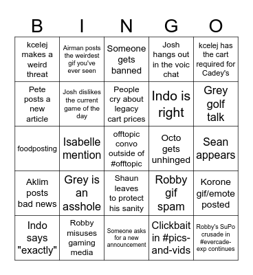 Evercade Daily Bingo Card