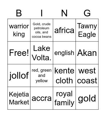 Ghana Bingo Card