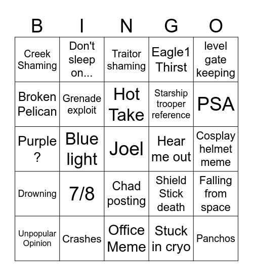 Helldivers 2 Reddit Bingo! Bingo Card