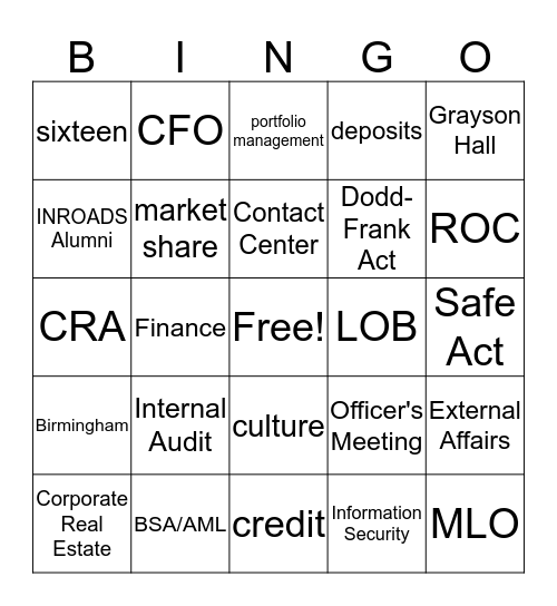 INROADS Bingo Card