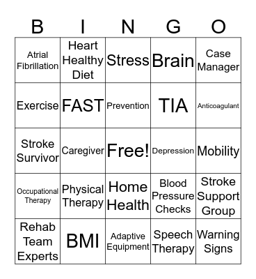 Stroke Prevention Expo BINGO Card