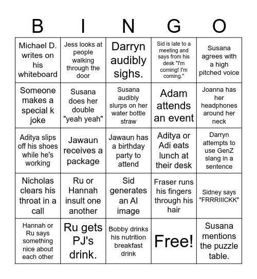 NOLA-TAX Action Bingo Card