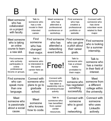 Networking Bingo Card