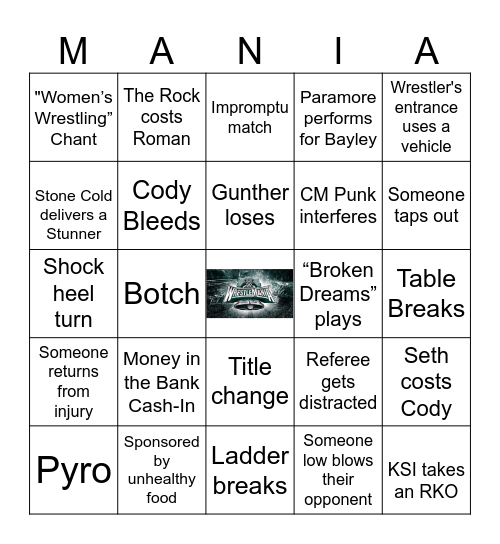 Wrestlemania 40 BINGO Card