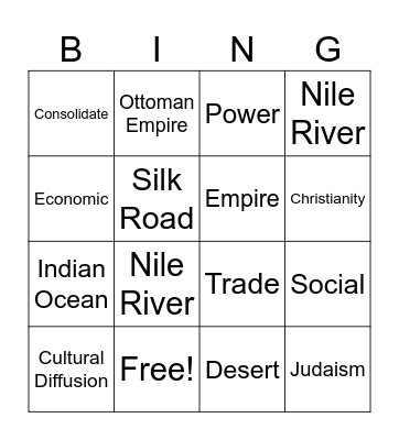 Unit 3 Vocab Review Bingo Card