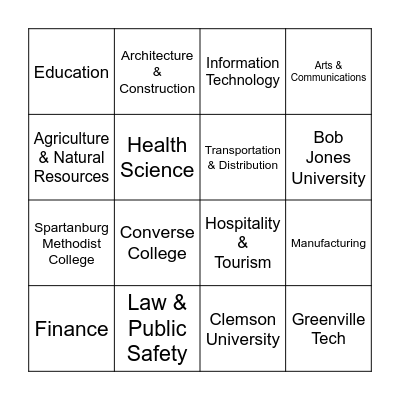 College and Career Fair BINGO! Bingo Card