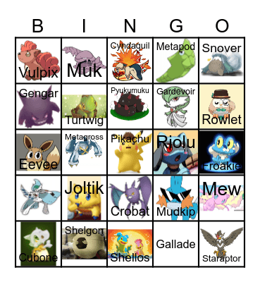 Pokemon Bingo Card