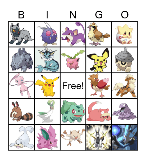 Pokemon Bingo Card