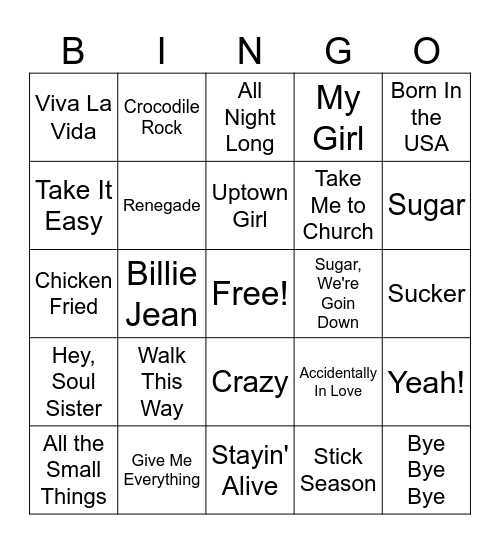 MM Male Bingo #1 Bingo Card
