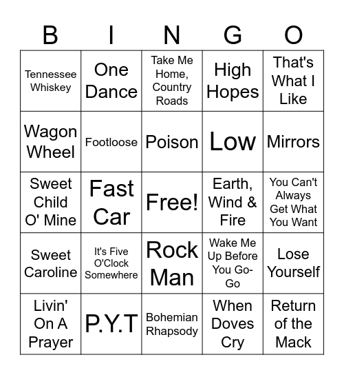 MM Male Bingo #4 Bingo Card