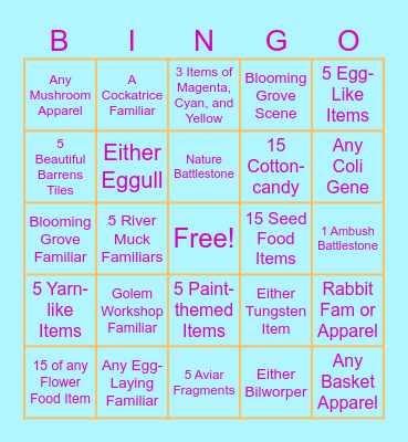 Easter Egg Bingo Card