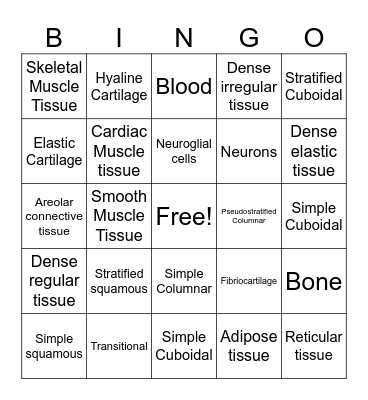 Tissues Bingo Card
