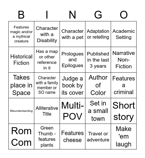 Fam Book Bingo 2024 Bingo Card