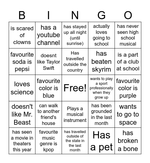 Bingo! Bingo Card