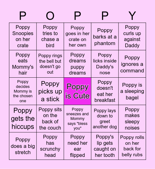 Poppy Bingo Card