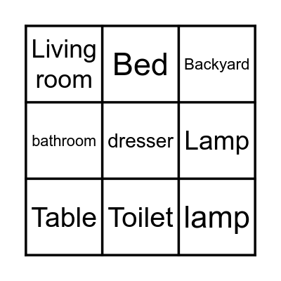 HOUSE AND FURNITURE Bingo Card