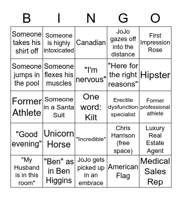 JoJo is Back! Premiere Night Bingo Card