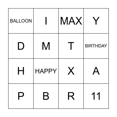 HAPPY BIRTHDAY MAX Bingo Card