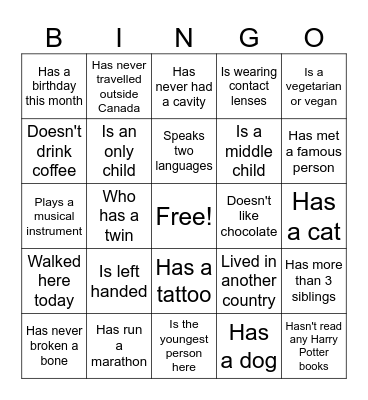 Find someone who.... Bingo Card