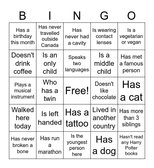 Find someone who.... Bingo Card