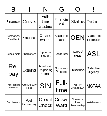 OSAP BINGO! Bingo Card