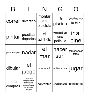 Pasatiempos Bingo Card