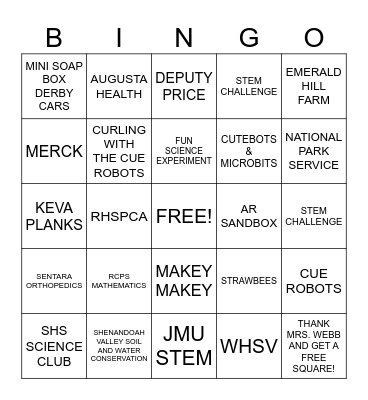 MMS STEM FAIR BINGO | 2024 Bingo Card