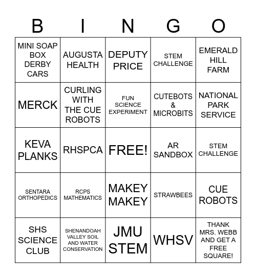 MMS STEM FAIR BINGO | 2024 Bingo Card