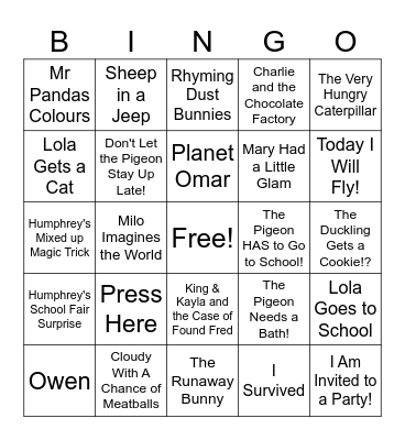 Book Bingo Card