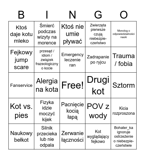 Śmierć w miękkim futerku Bingo Card