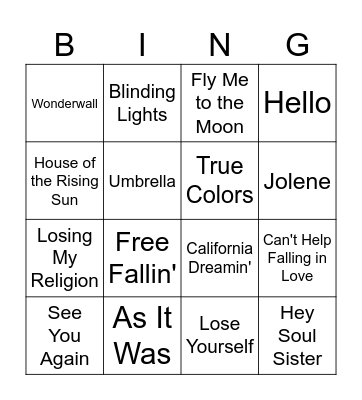 Instrumental Bing Bingo Card