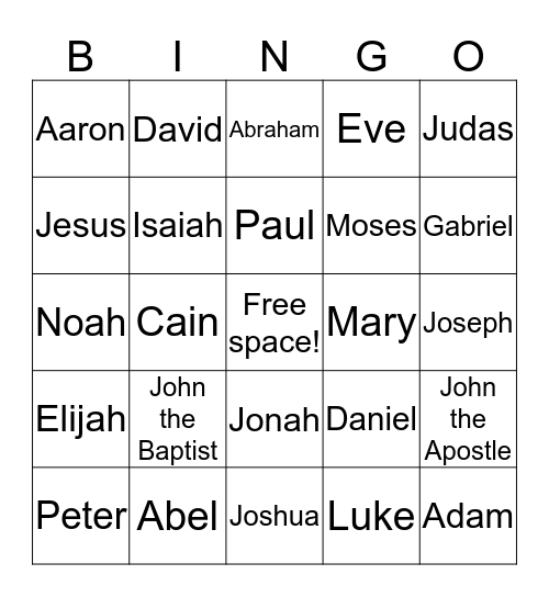 People from Bible Bingo Card