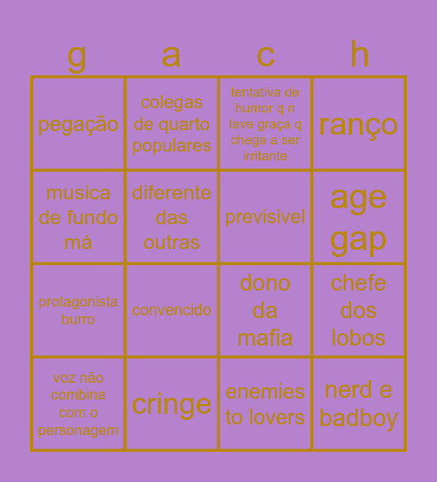 galaxia dourada Bingo Card