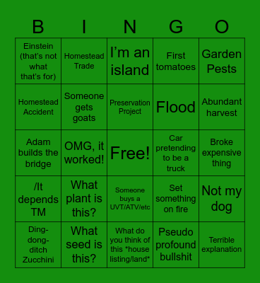 Homestead BINGO V5 Bingo Card