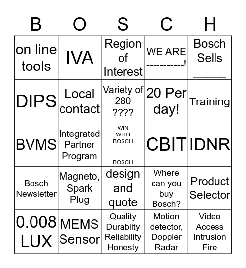 WE ARE BOSCH!!   Bingo Card