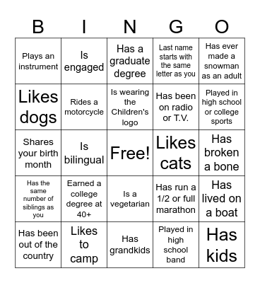 Find Someone Who... Bingo Card