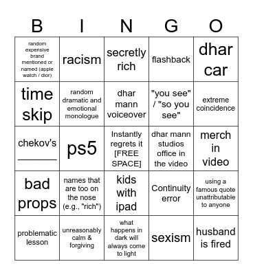 Dhar Mann Bingo v2 Bingo Card
