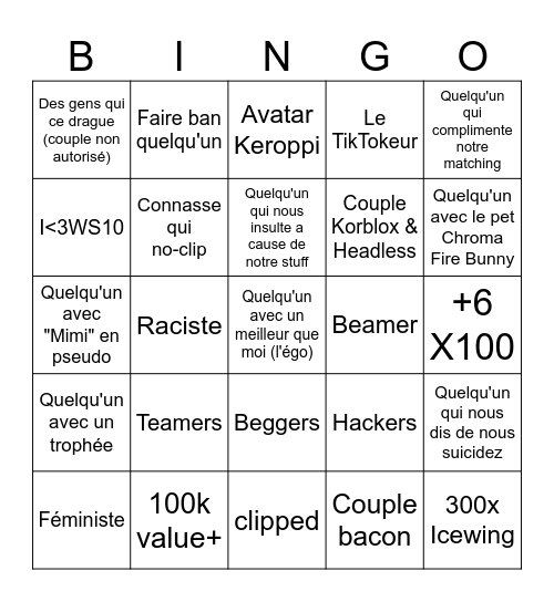 MM2 Bingo Card