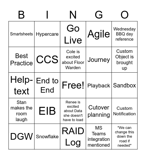 Workday Bingo! Bingo Card
