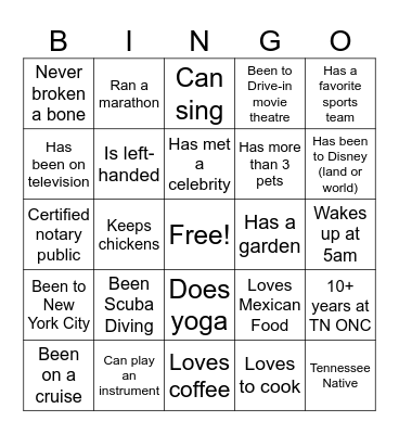 OO RCM Bingo! Bingo Card