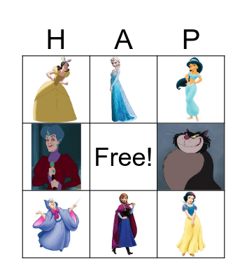 Disney Princess Bingo Card